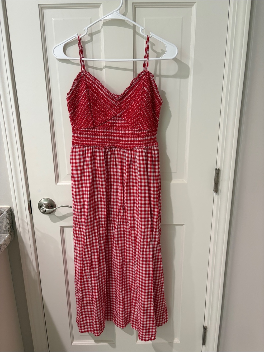 Old Navy Red Gingham Smocked Waist Sundress